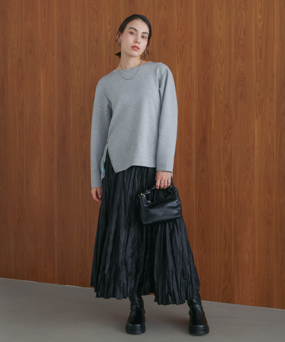 シルキーダンボールサイドファスナープルオーバー