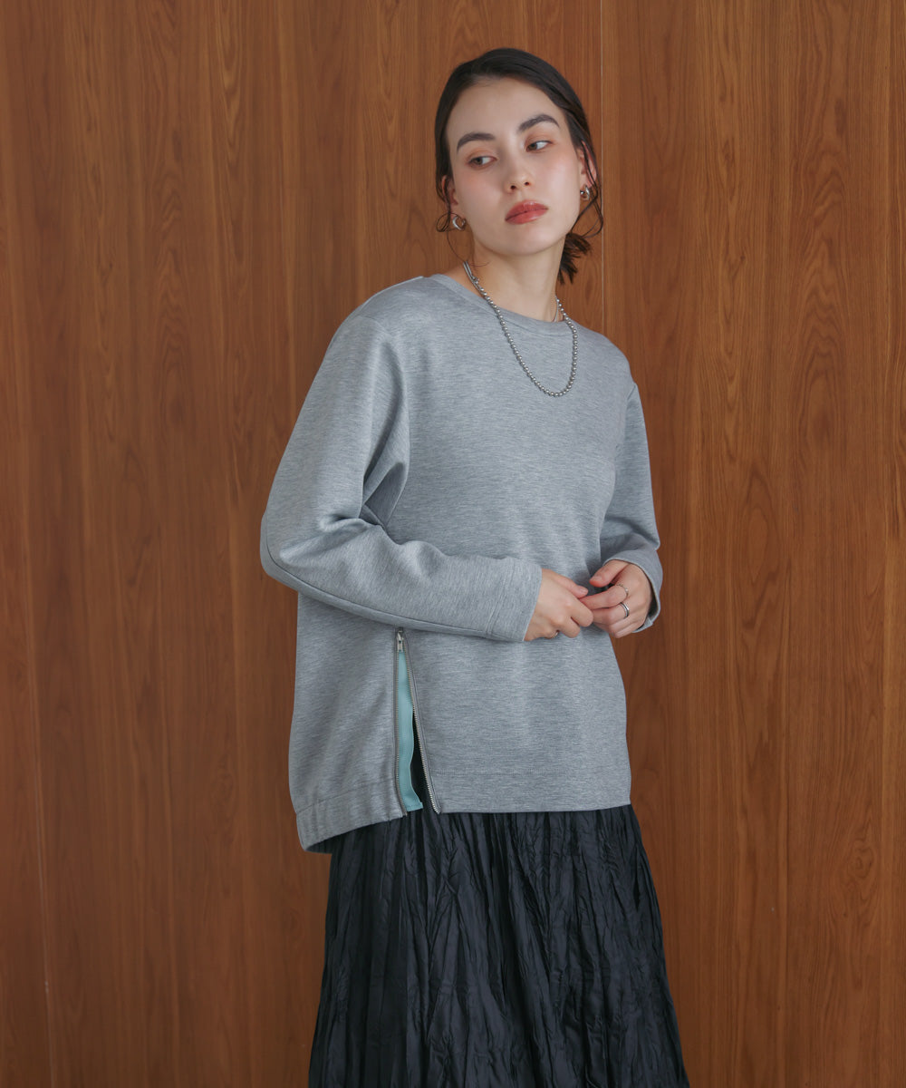 シルキーダンボールサイドファスナープルオーバー