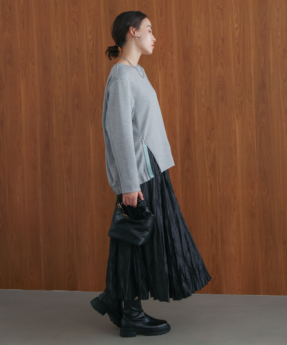 シルキーダンボールサイドファスナープルオーバー