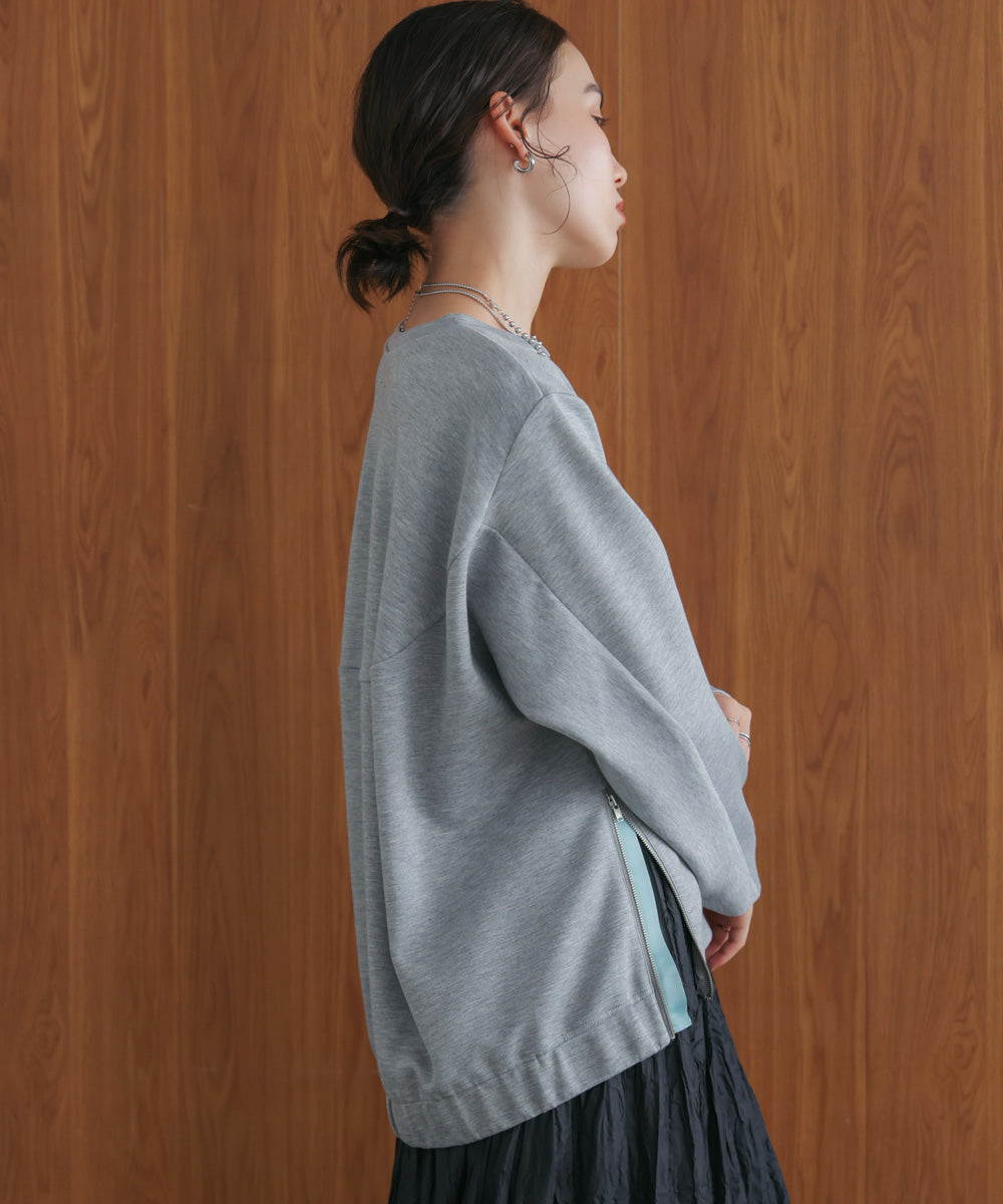 シルキーダンボールサイドファスナープルオーバー
