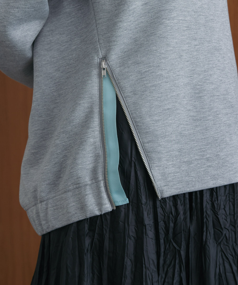 シルキーダンボールサイドファスナープルオーバー