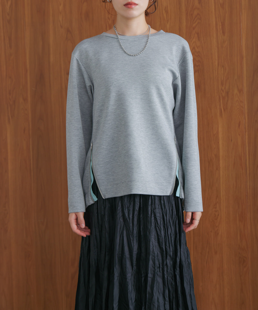 シルキーダンボールサイドファスナープルオーバー