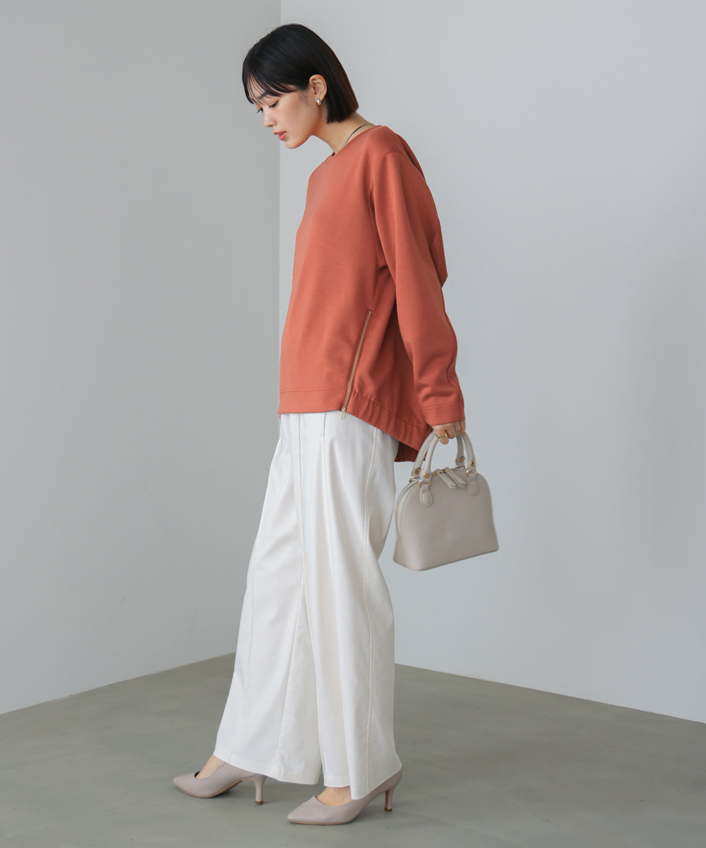 シルキーダンボールサイドファスナープルオーバー