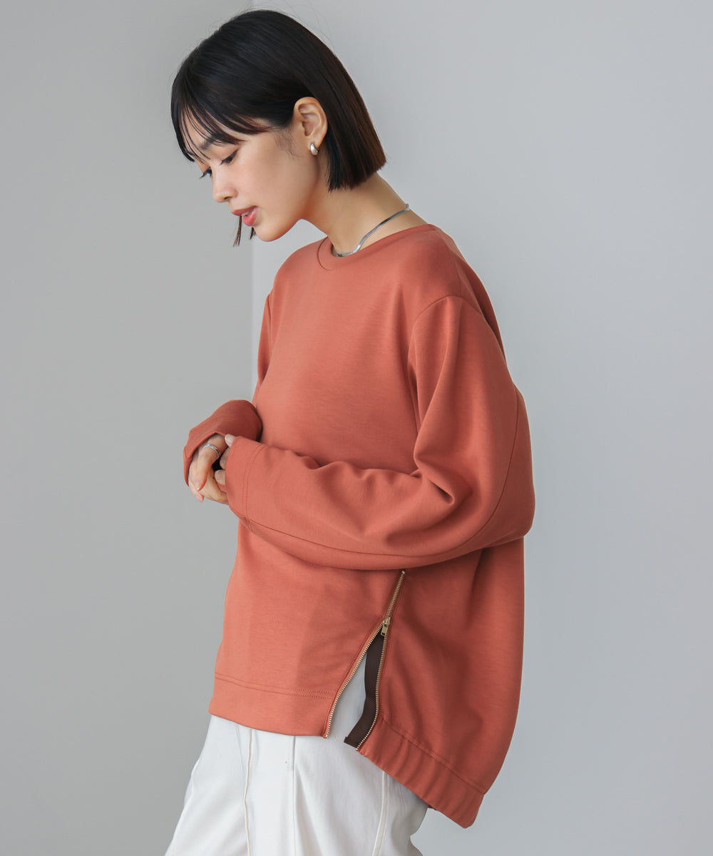 シルキーダンボールサイドファスナープルオーバー