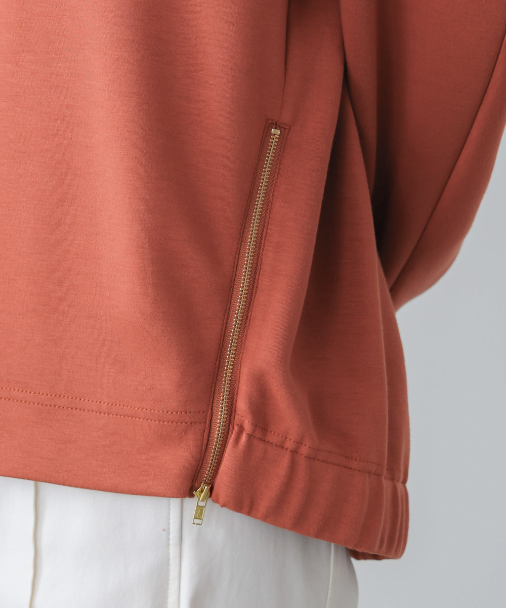 シルキーダンボールサイドファスナープルオーバー