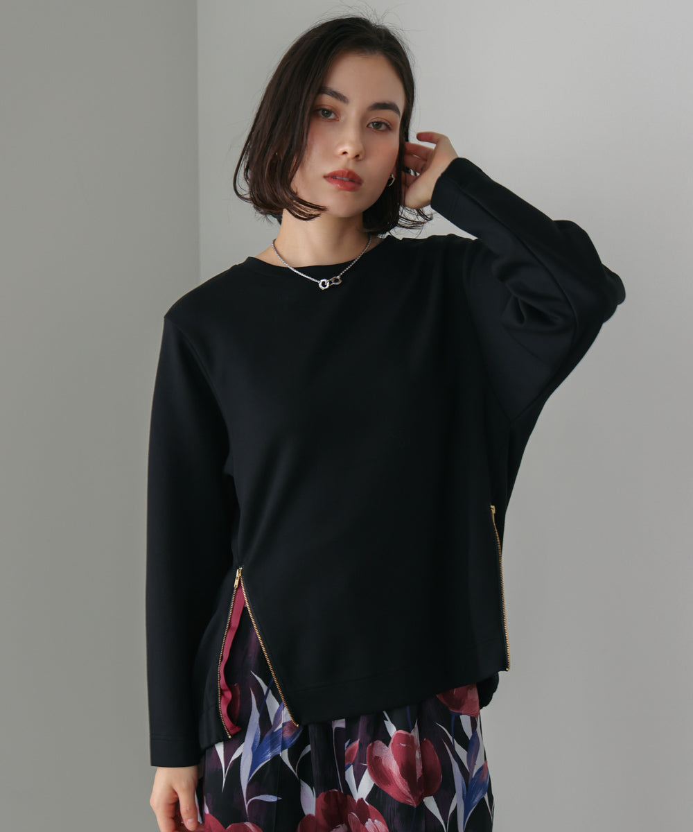 シルキーダンボールサイドファスナープルオーバー