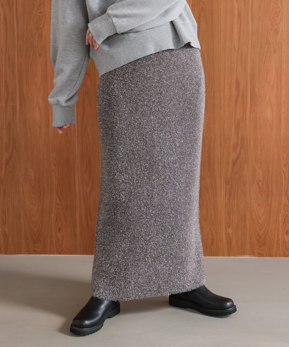 フィルムラメニットタイトスカート