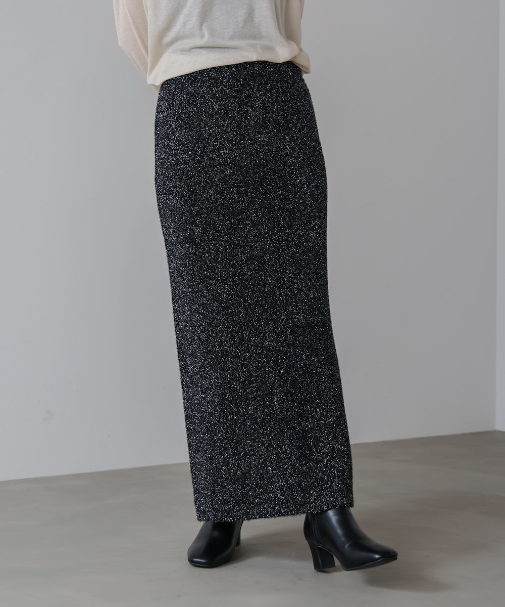 フィルムラメニットタイトスカート