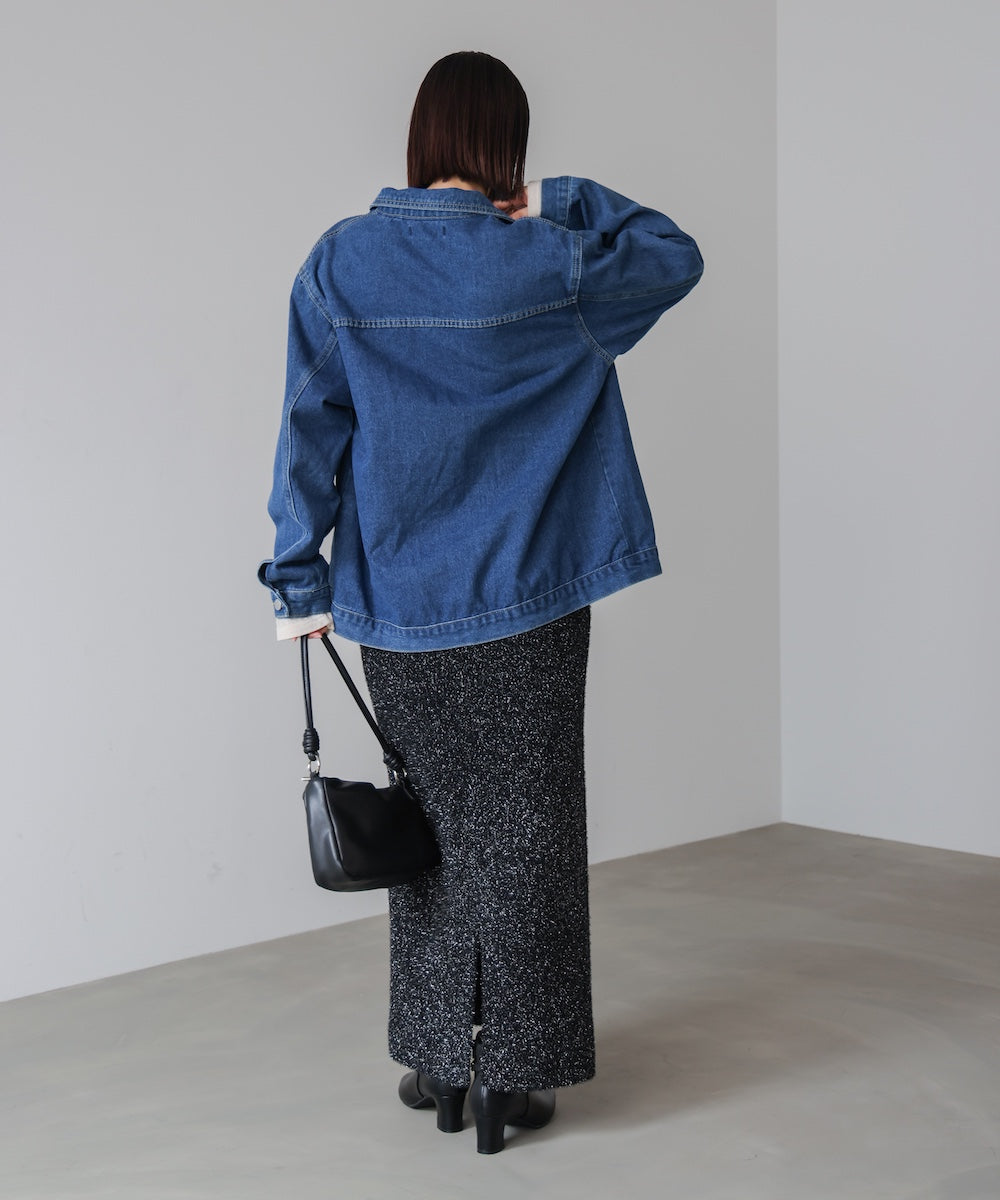 フィルムラメニットタイトスカート