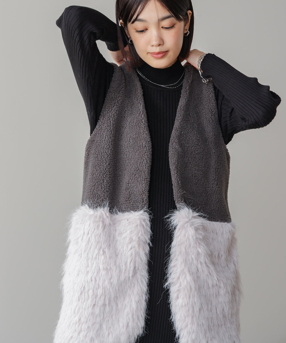 【WEB限定】ボア×ファーニットベスト