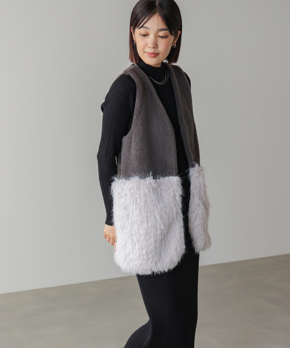 【WEB限定】ボア×ファーニットベスト