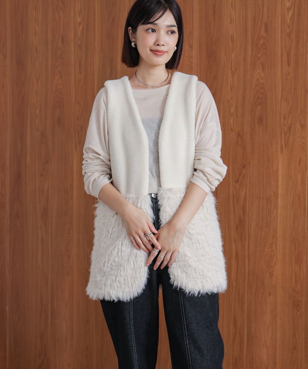 【WEB限定】ボア×ファーニットベスト