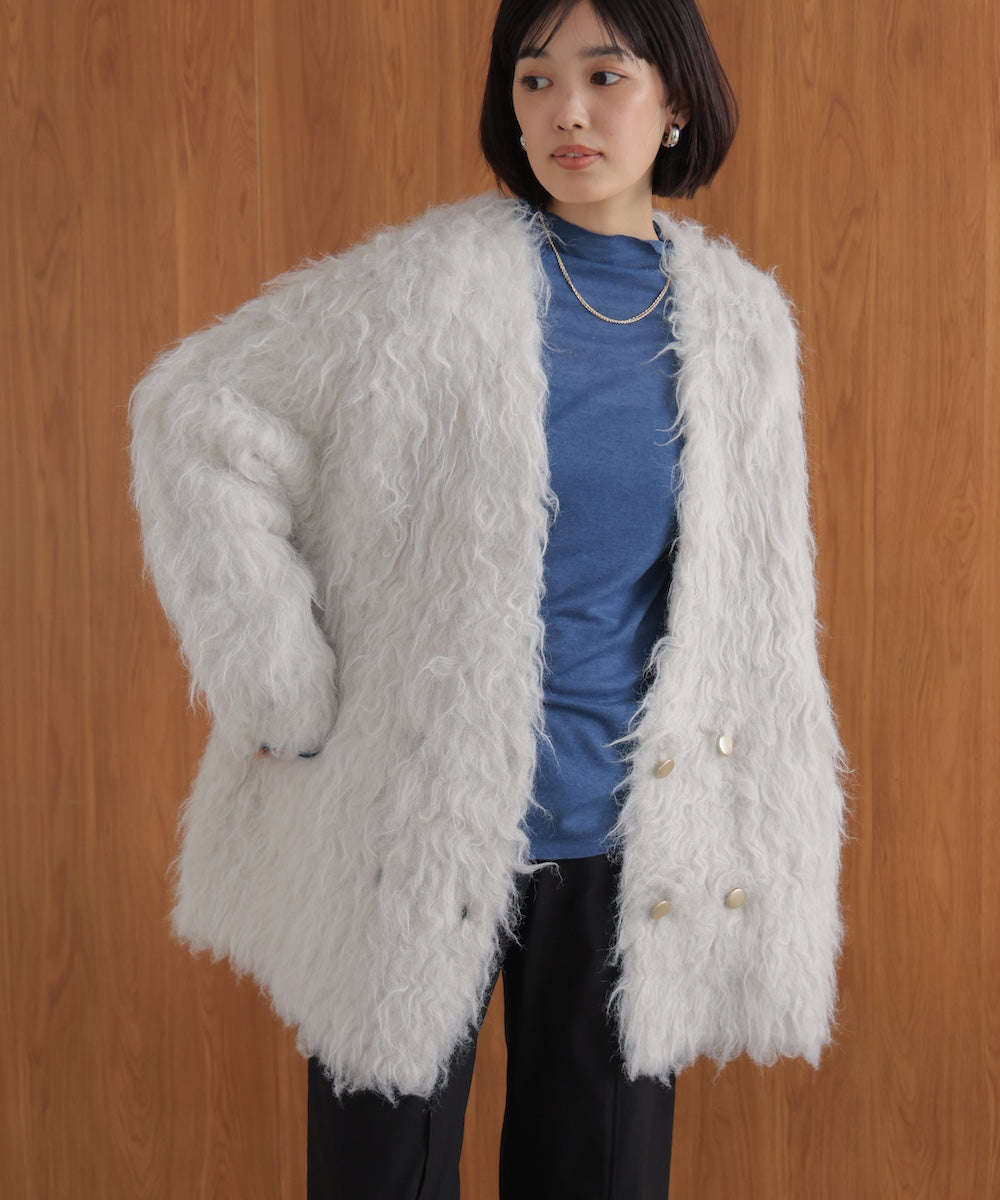 ウェーブシャギーニットジャケット