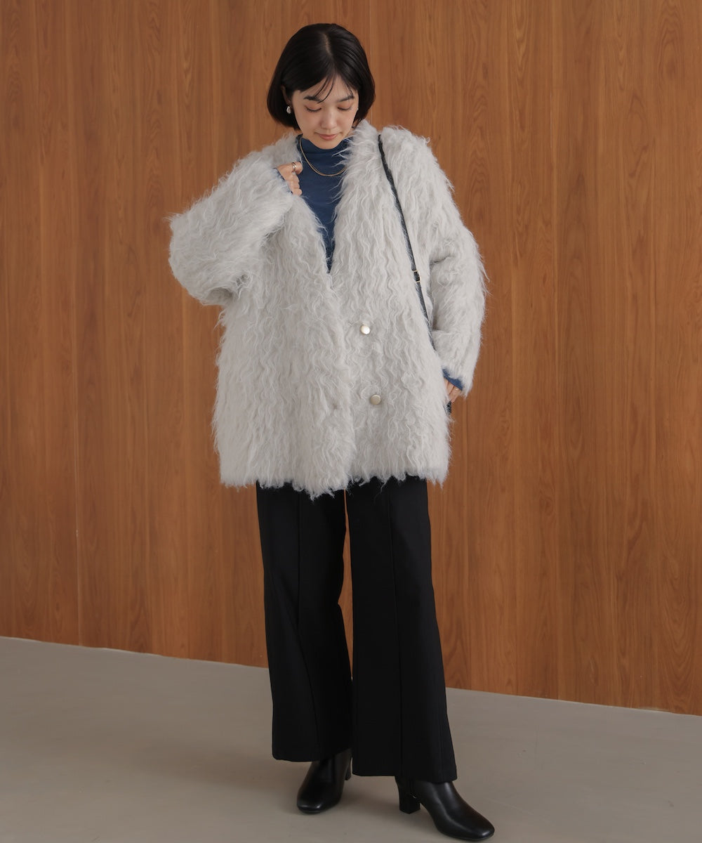 ウェーブシャギーニットジャケット