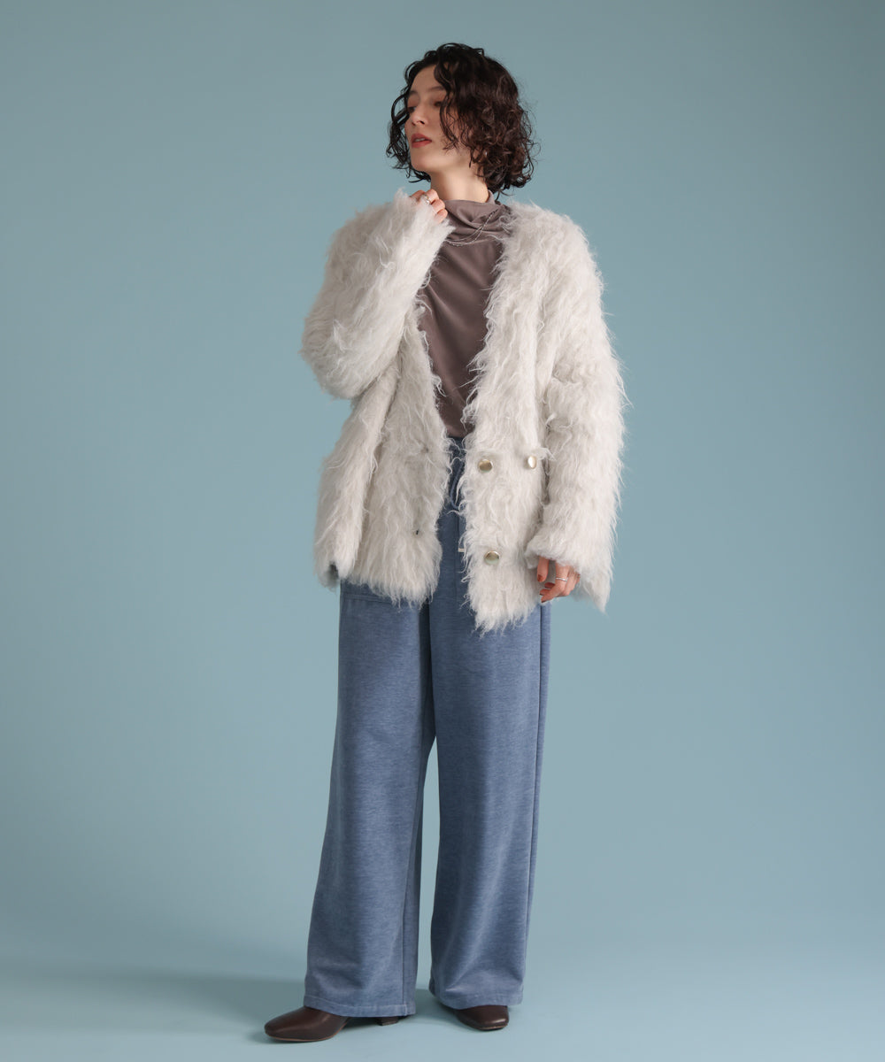 ウェーブシャギーニットジャケット