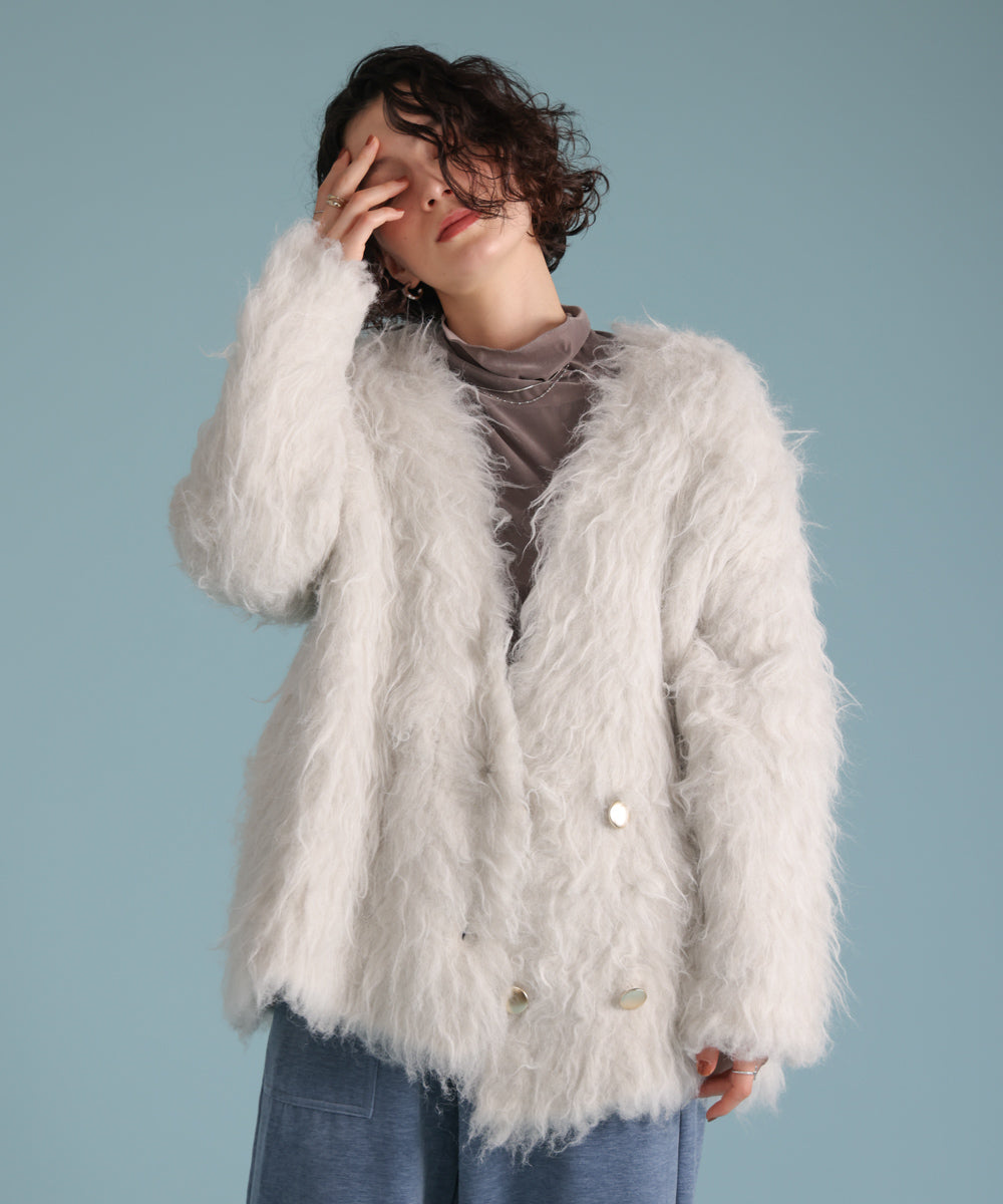 ウェーブシャギーニットジャケット