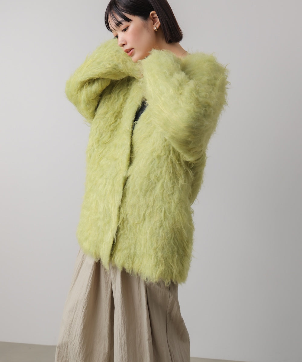 ウェーブシャギーニットジャケット