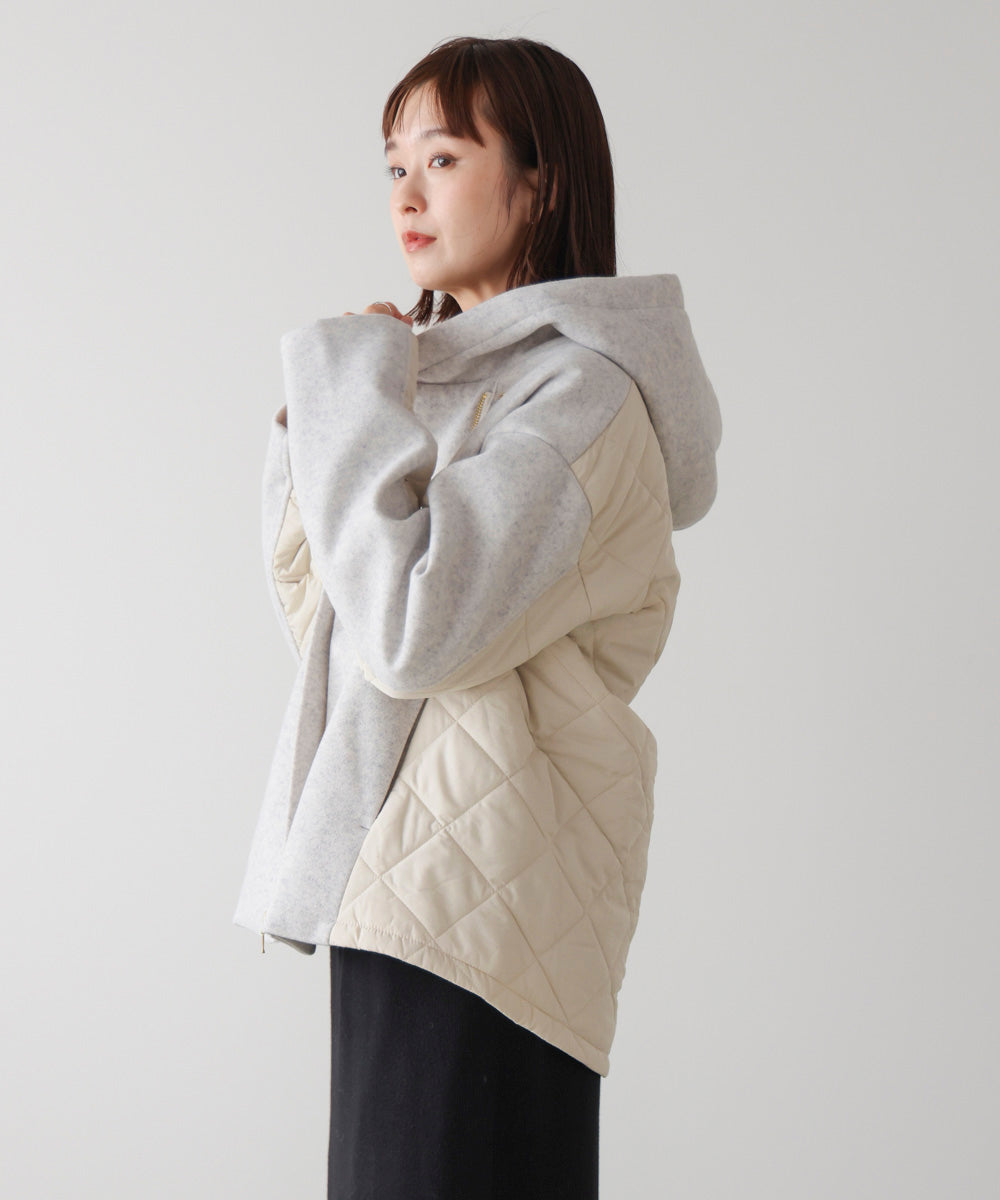 メルトン中綿切替フードZIPコート