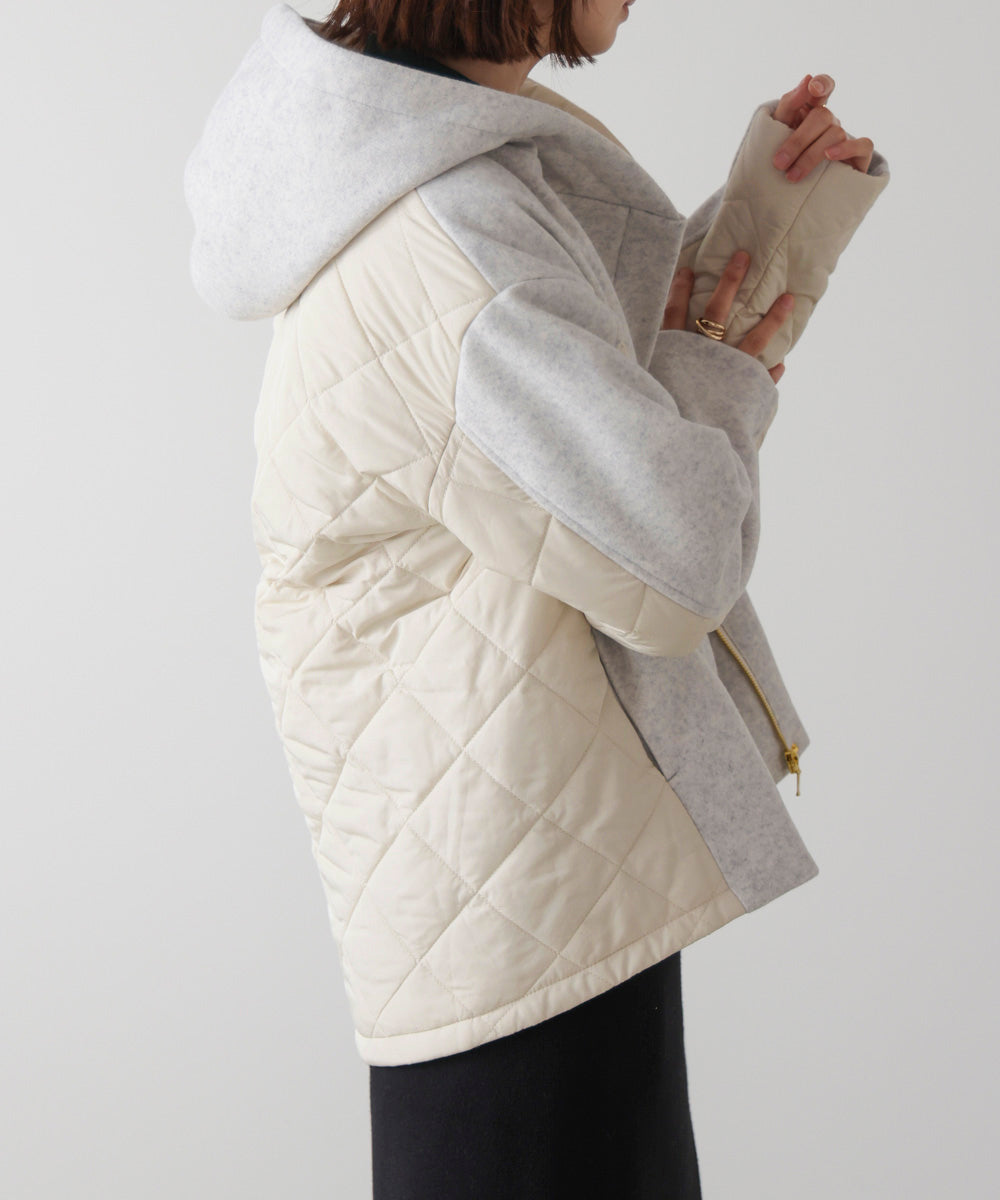 メルトン中綿切替フードZIPコート