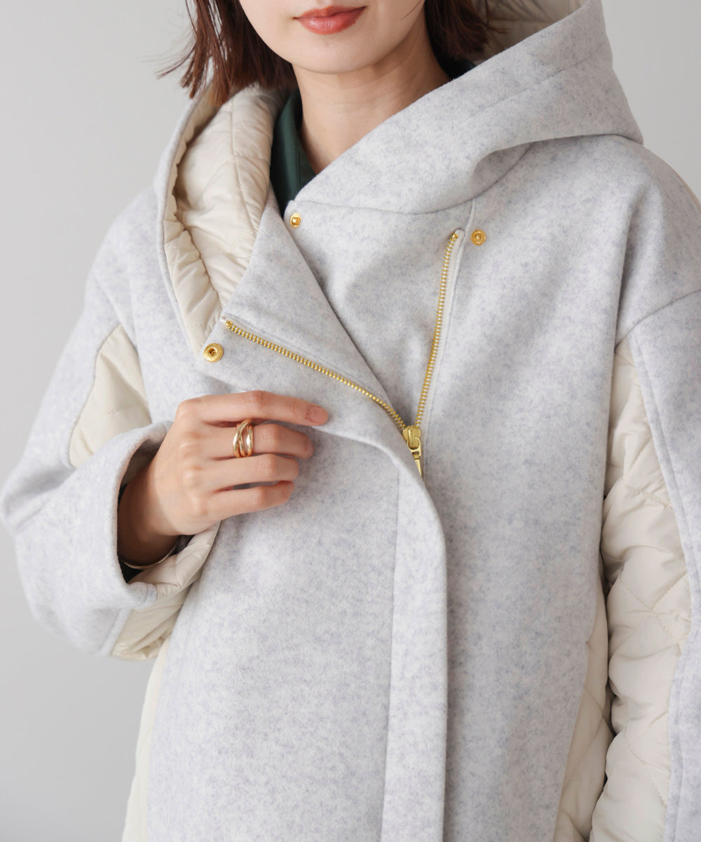 メルトン中綿切替フードZIPコート