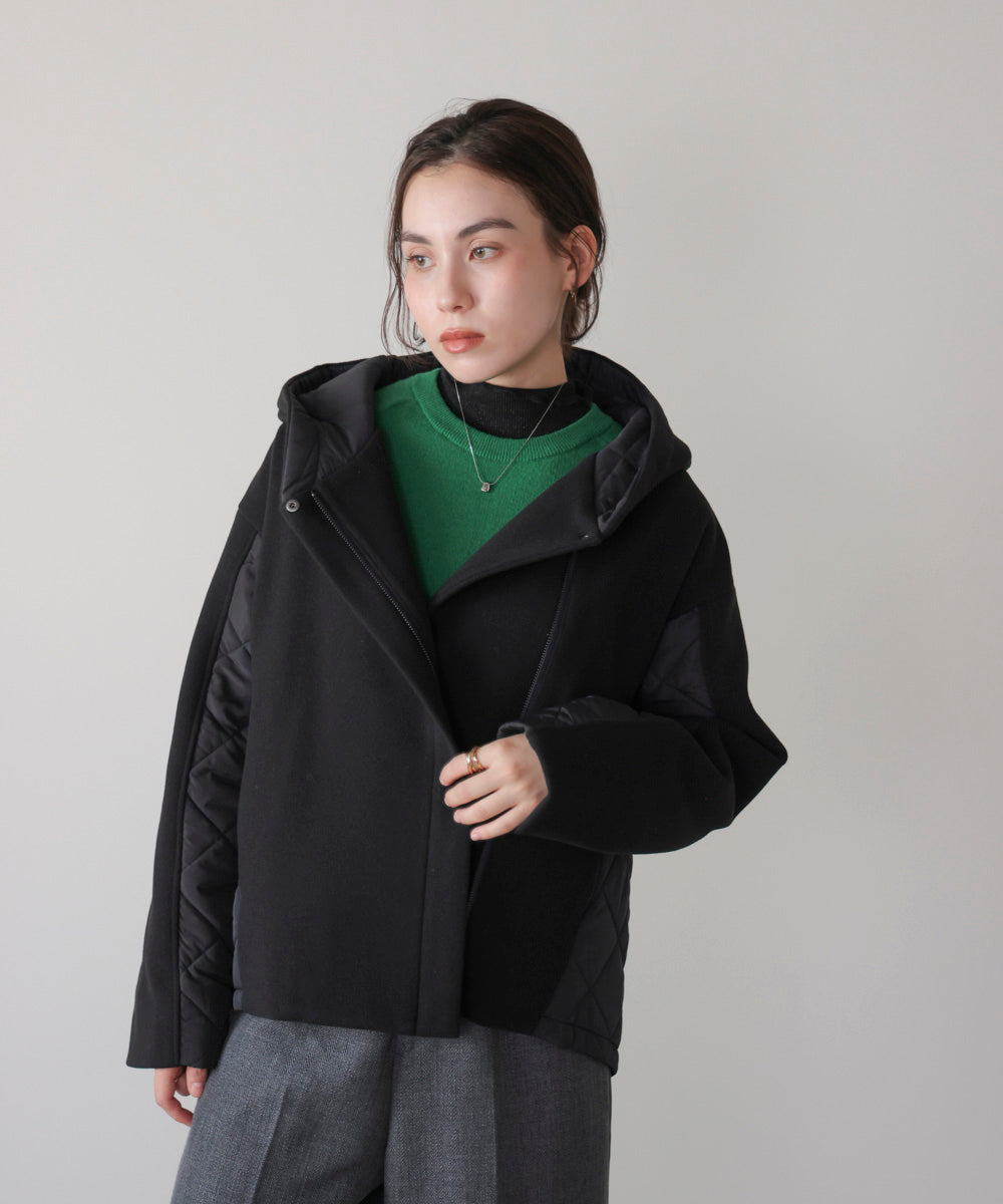 メルトン中綿切替フードZIPコート