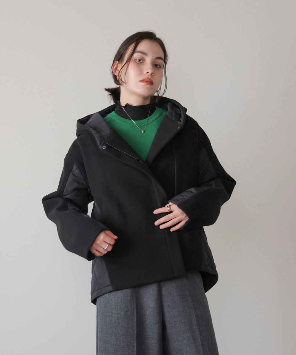 メルトン中綿切替フードZIPコート