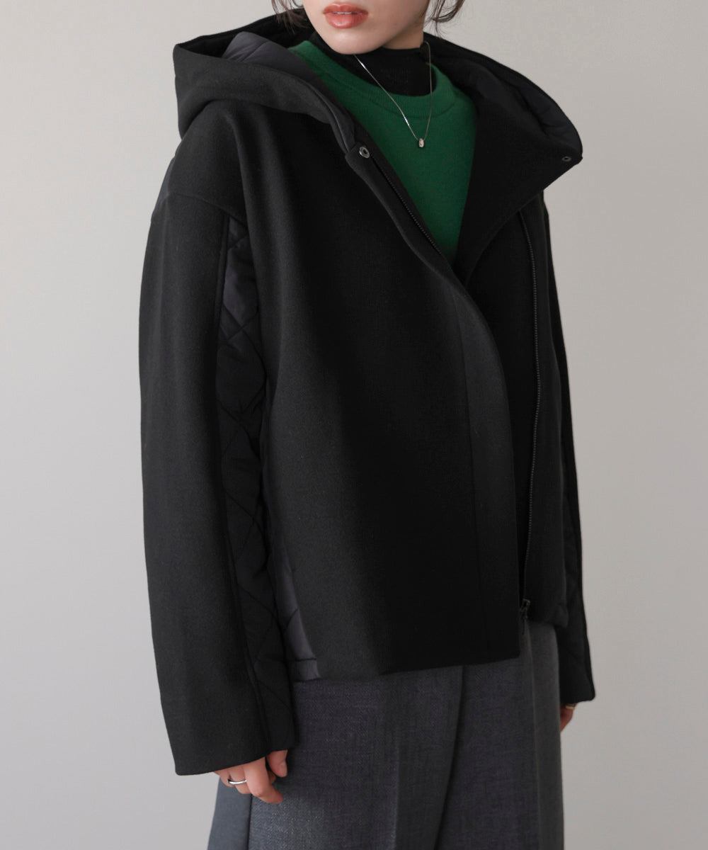 メルトン中綿切替フードZIPコート