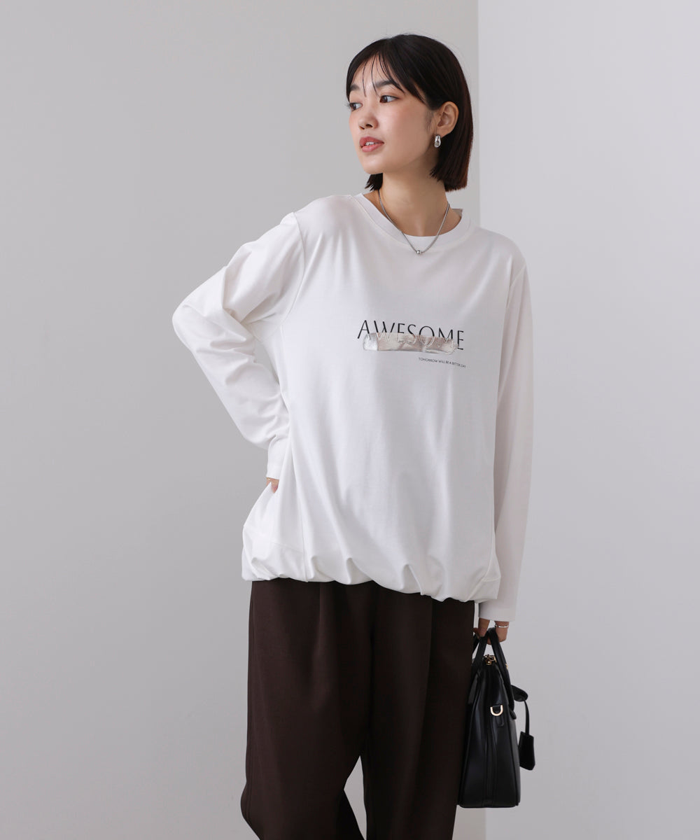 箔エンボスロンTチュニック