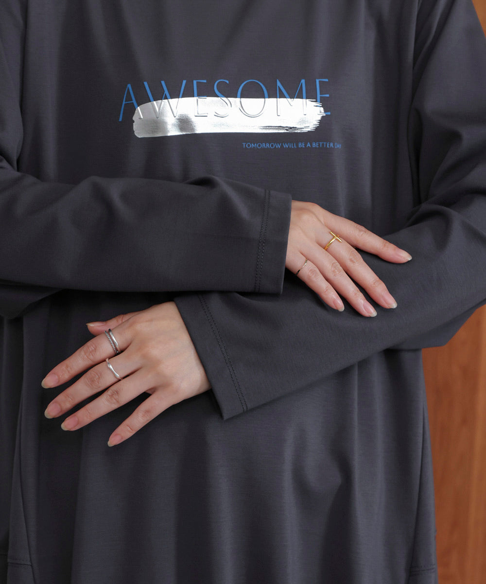 箔エンボスロンTチュニック