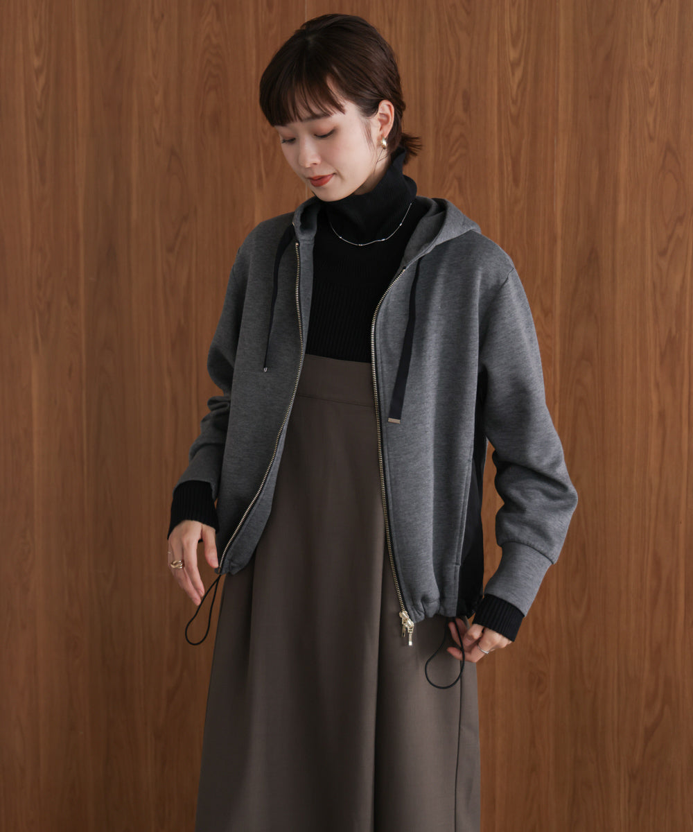 パウンドストレッチサイド異素材パーカー