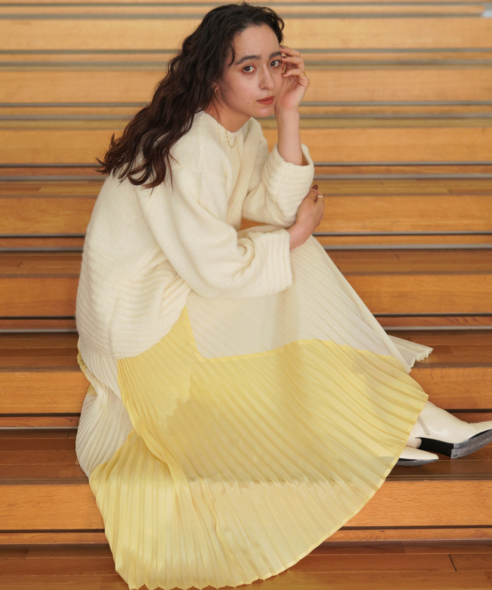 バイカラープリーツスカート