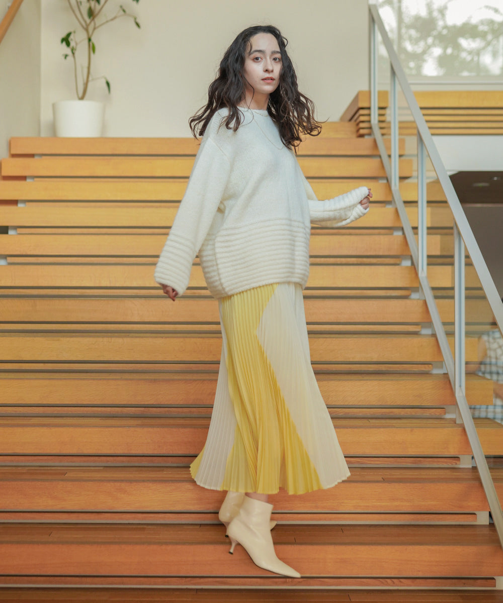 バイカラープリーツスカート