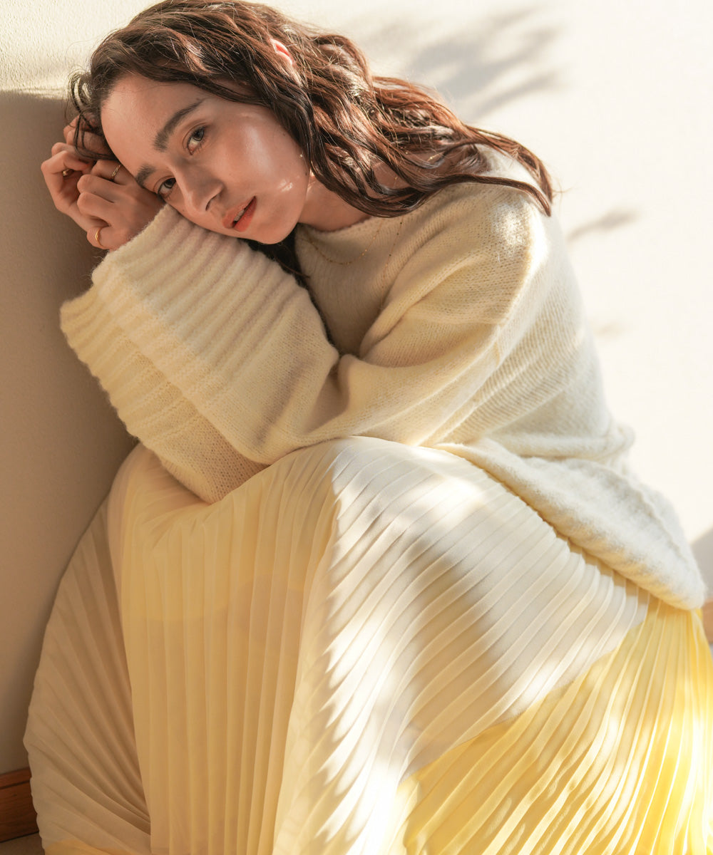 バイカラープリーツスカート