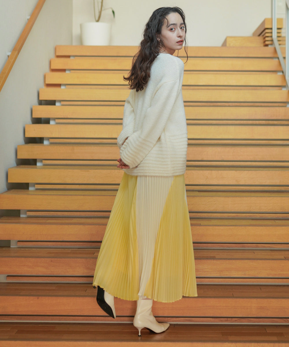 バイカラープリーツスカート