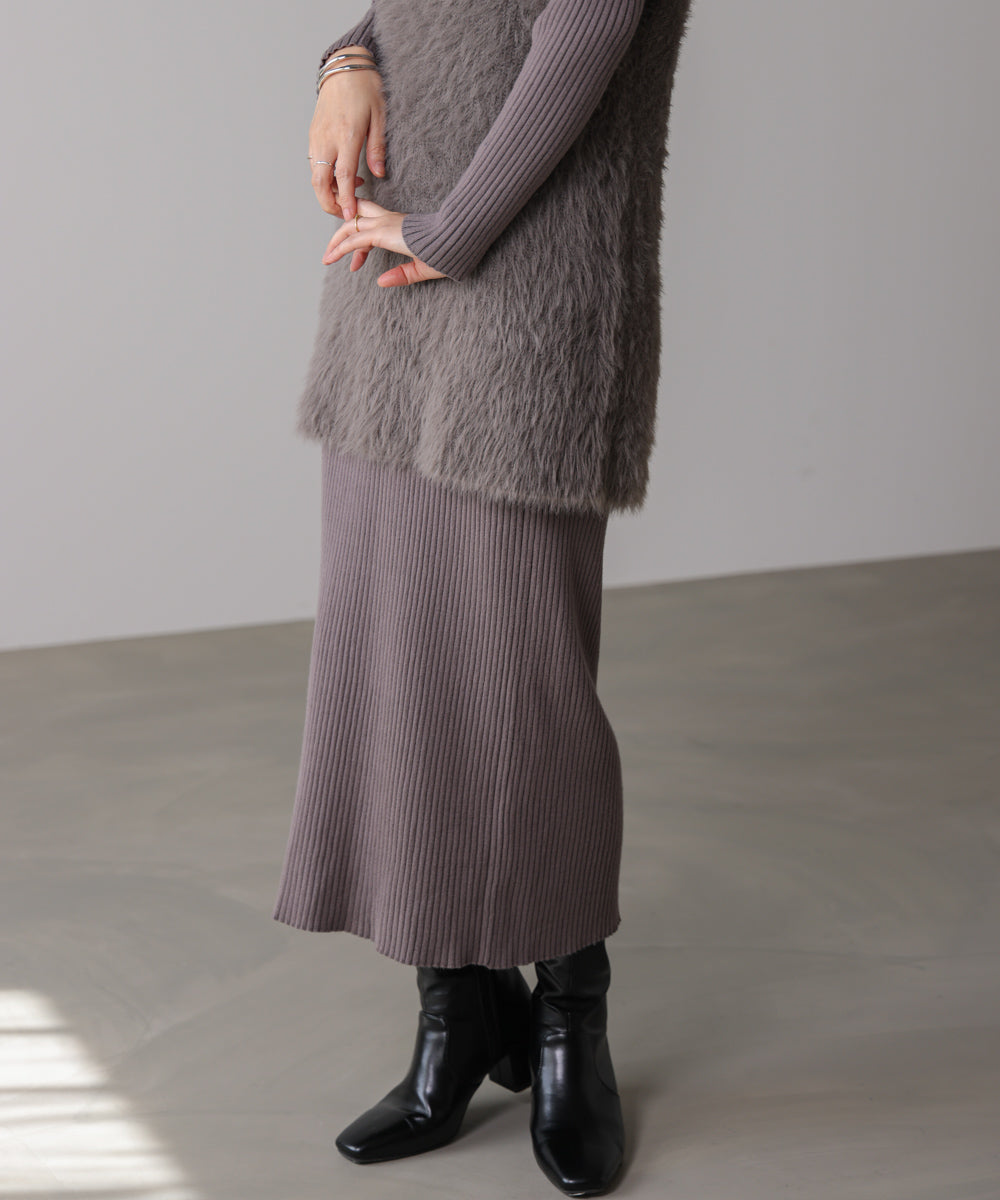 シャギーチュニックリブワンピースセット