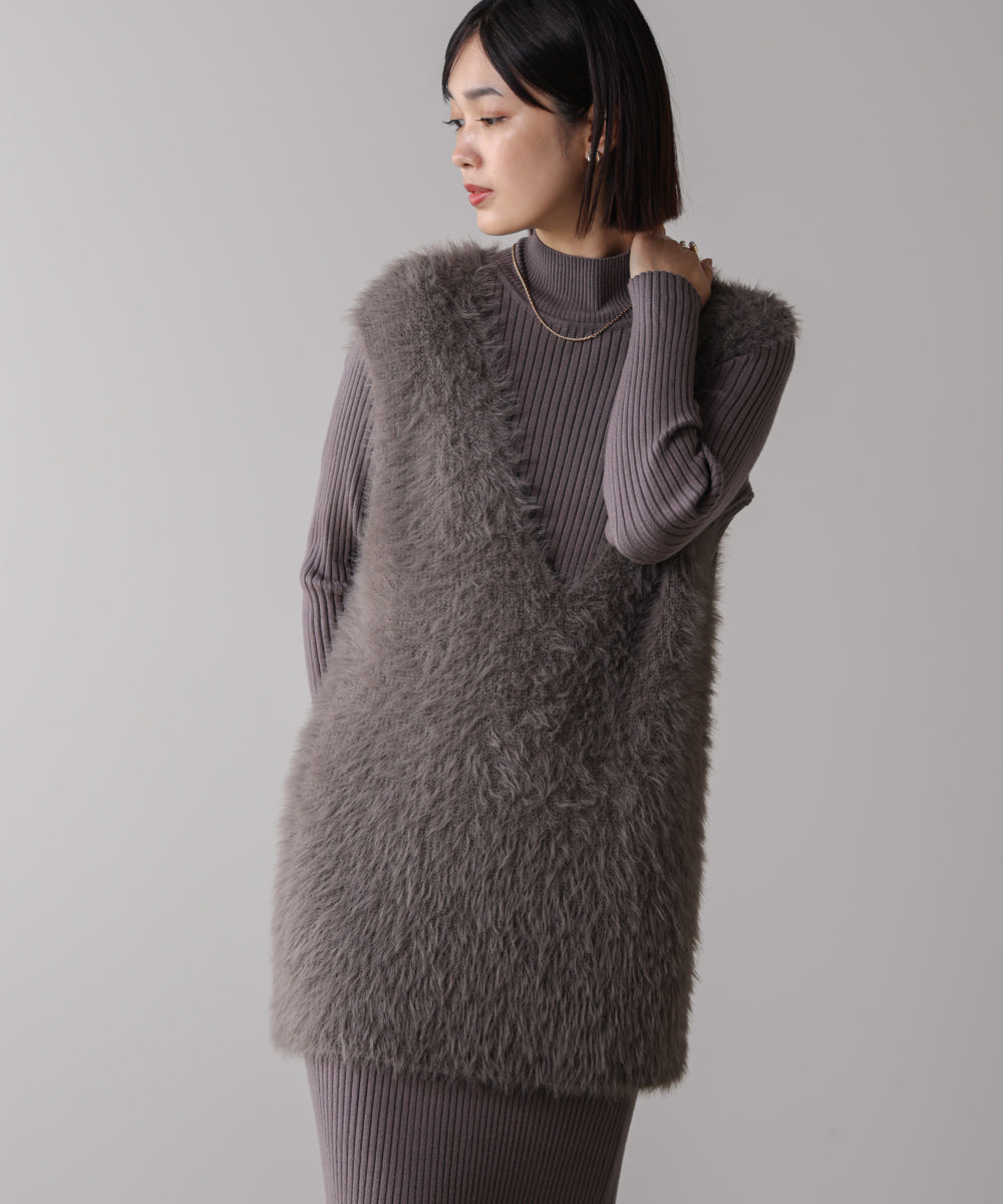 シャギーチュニックリブワンピースセット