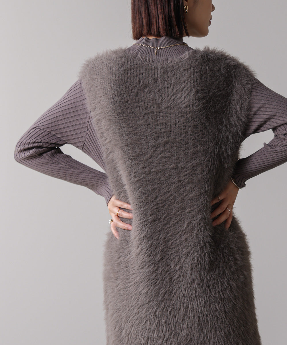 シャギーチュニックリブワンピースセット