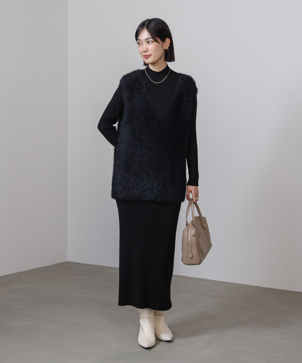 シャギーチュニックリブワンピースセット