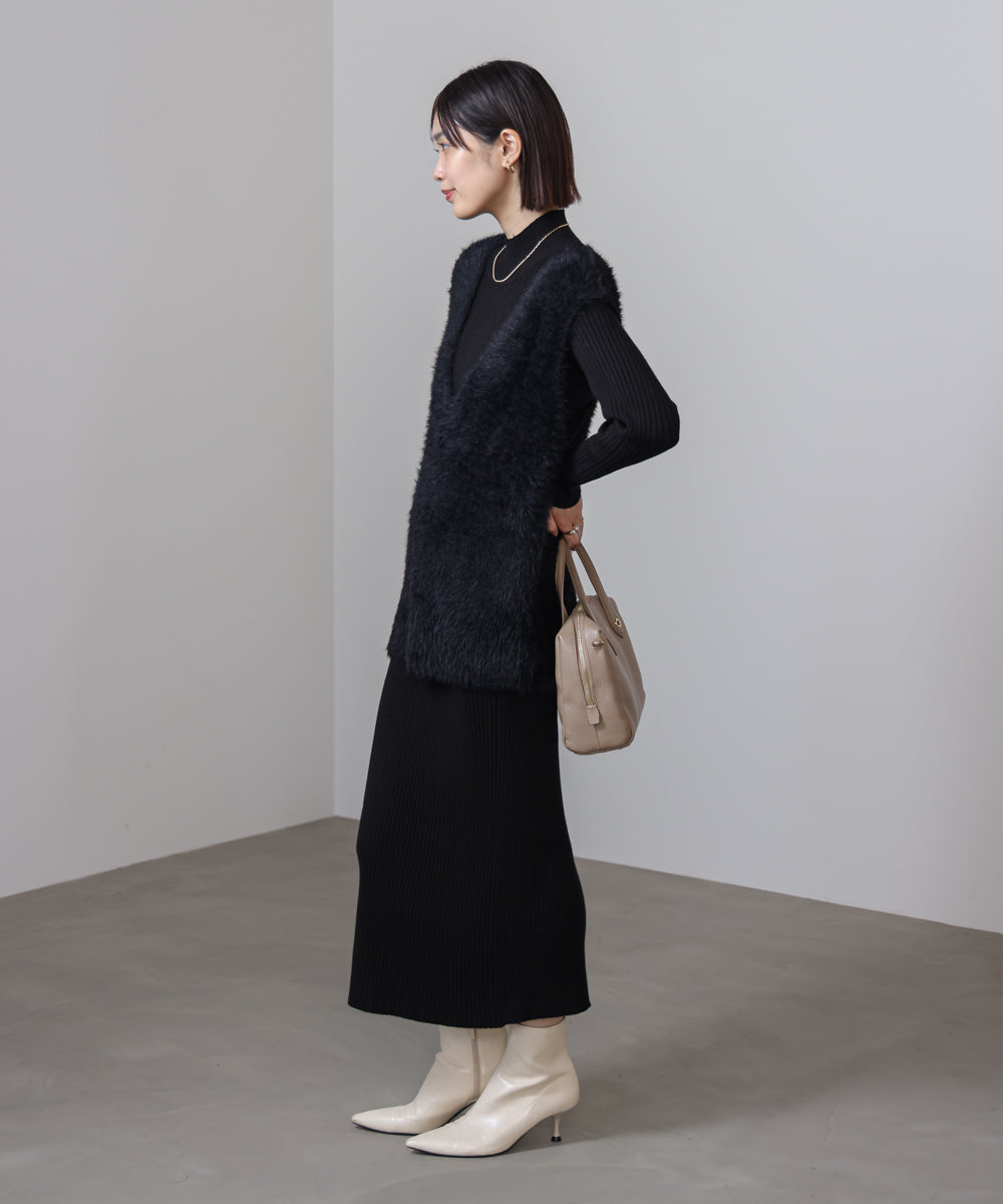 シャギーチュニックリブワンピースセット