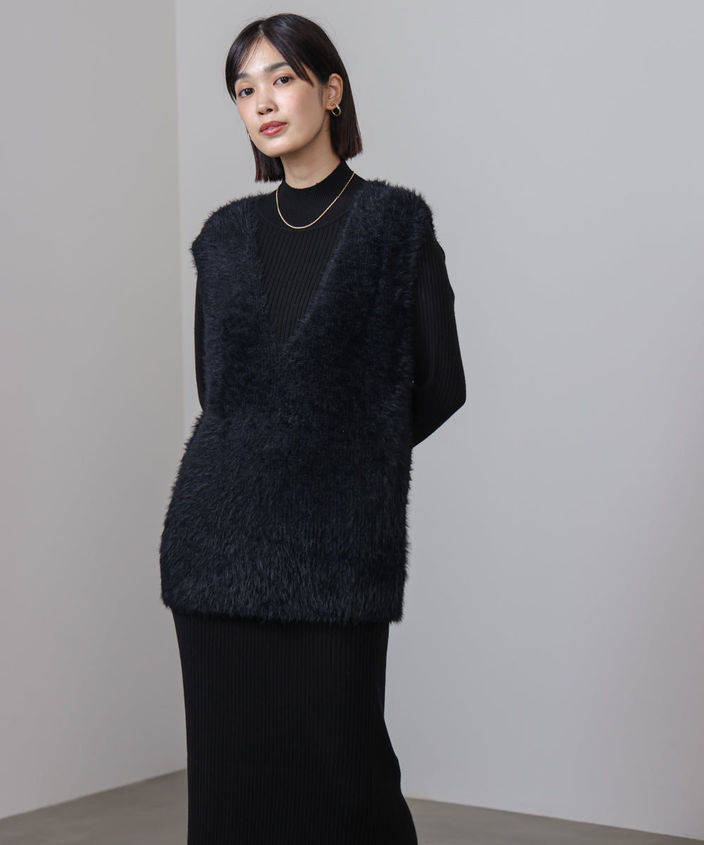 シャギーチュニックリブワンピースセット