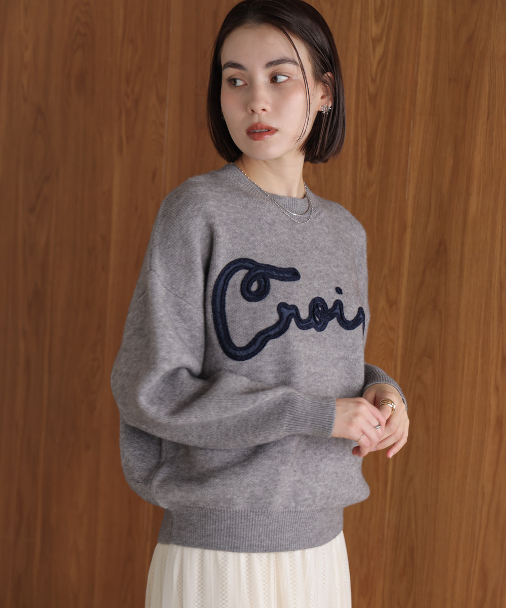 チュール刺繍ロゴニット