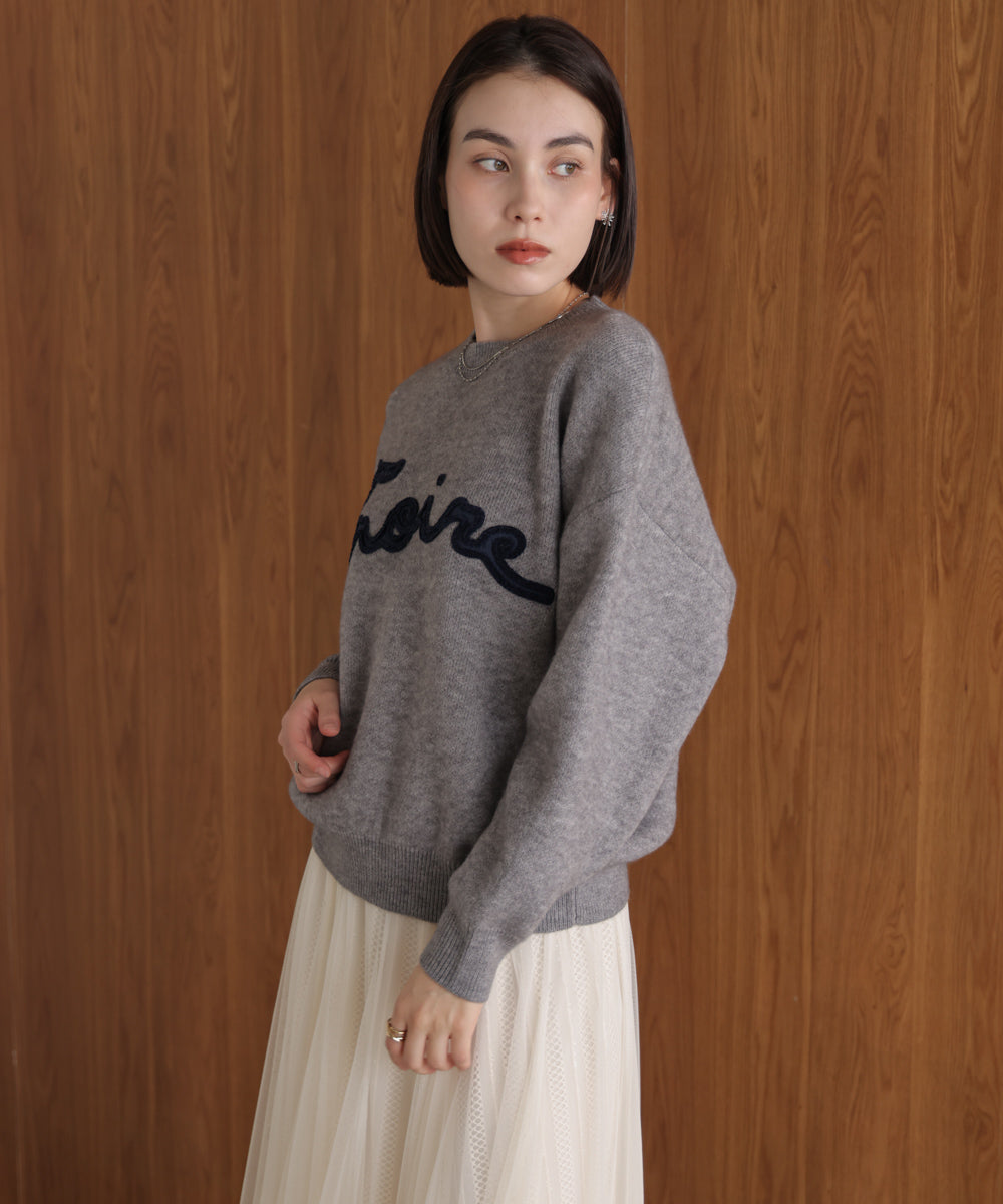 チュール刺繍ロゴニット