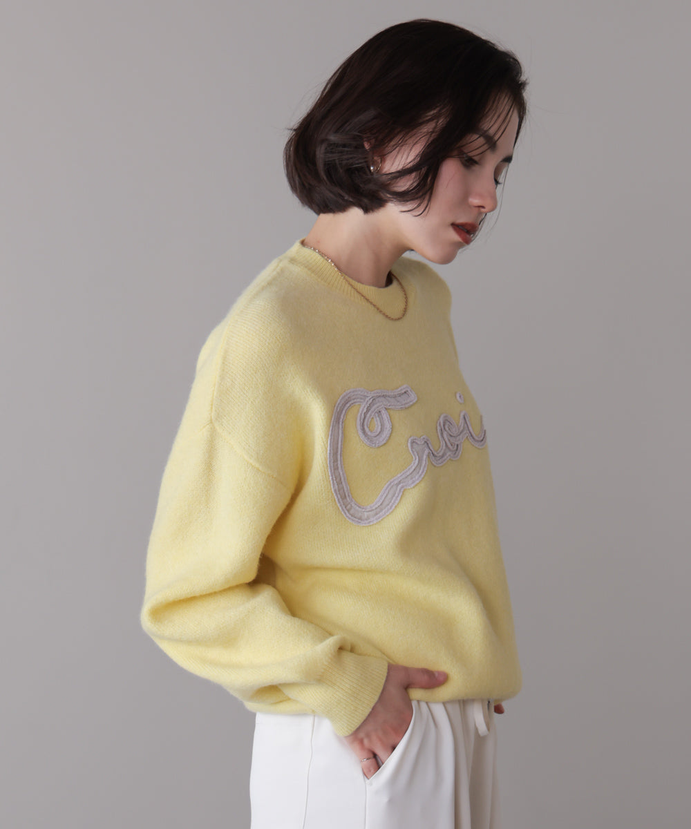 チュール刺繍ロゴニット