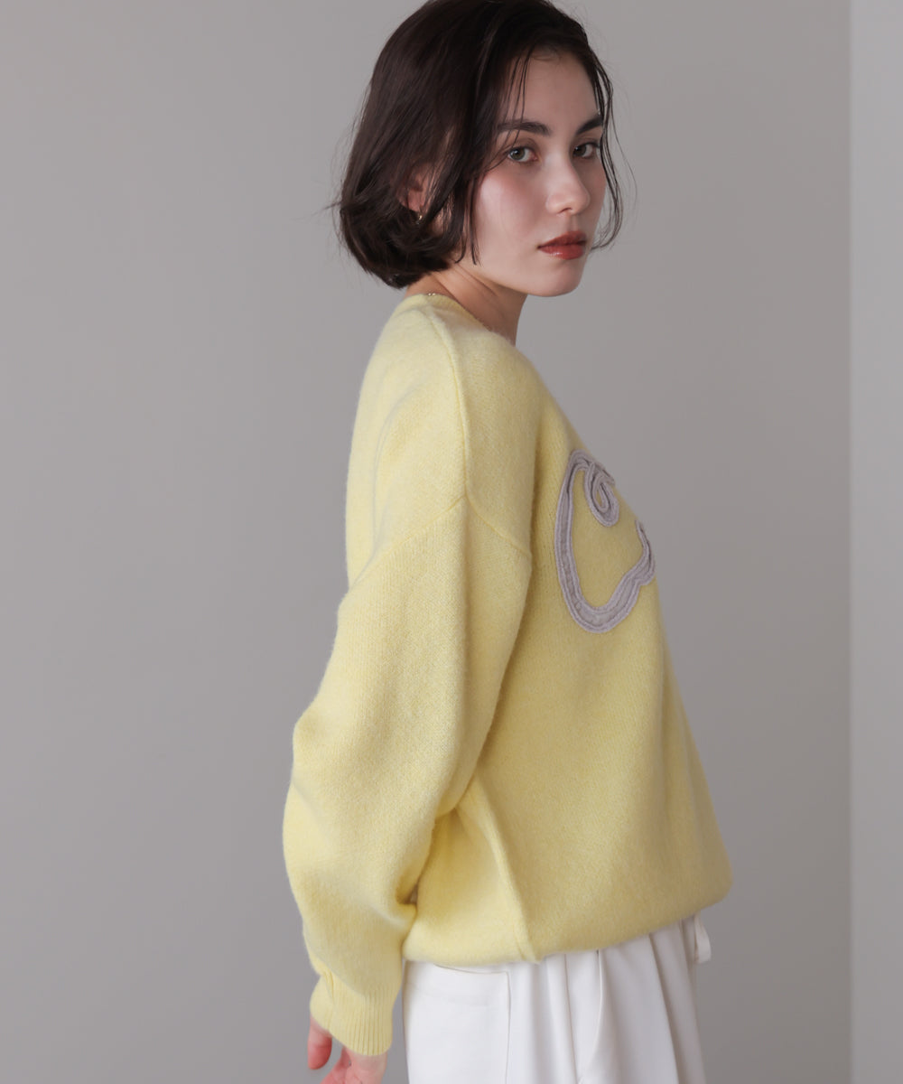 チュール刺繍ロゴニット