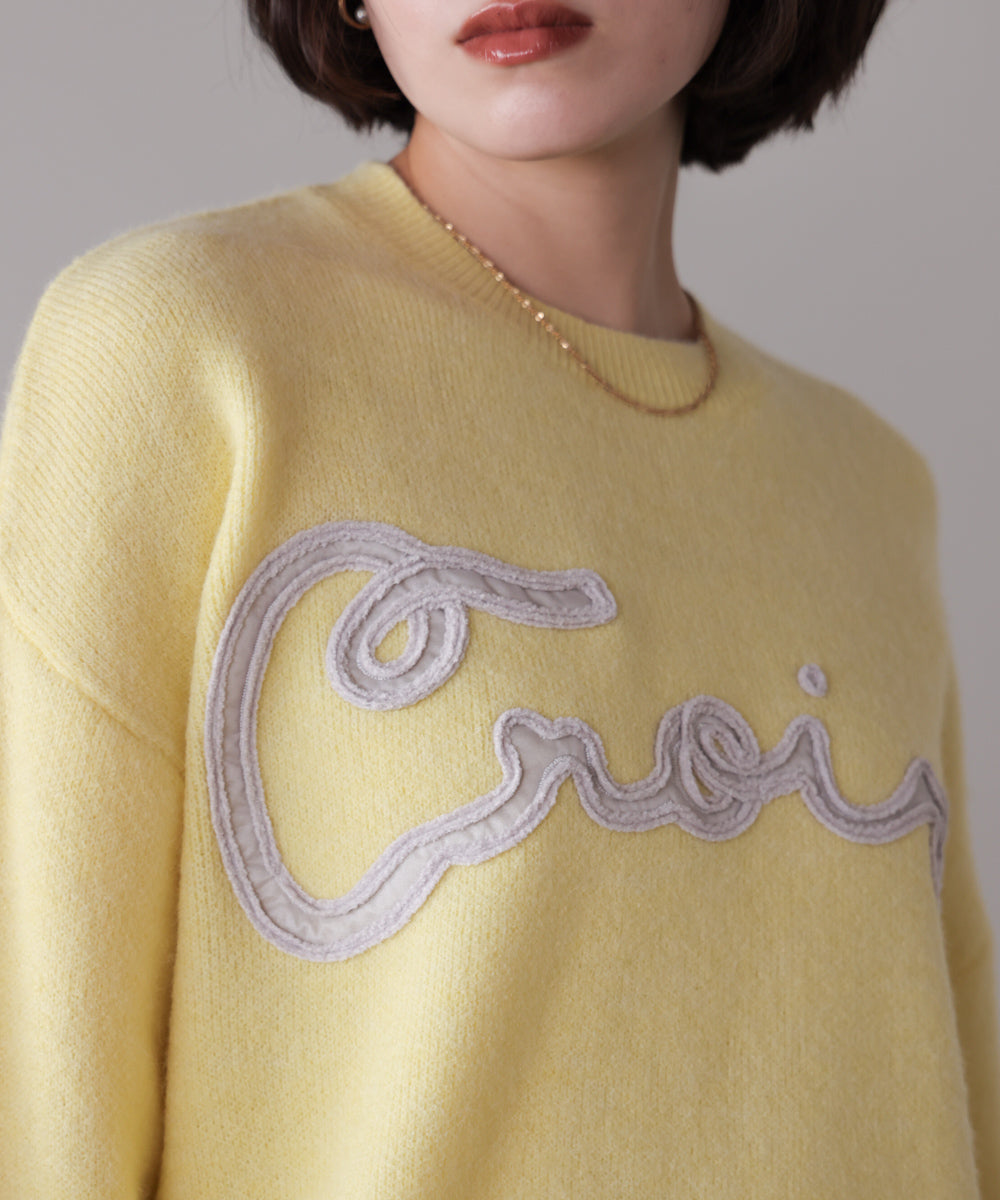 チュール刺繍ロゴニット