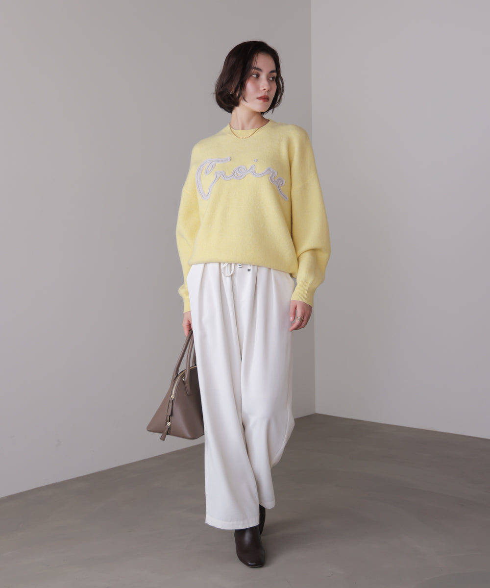 チュール刺繍ロゴニット