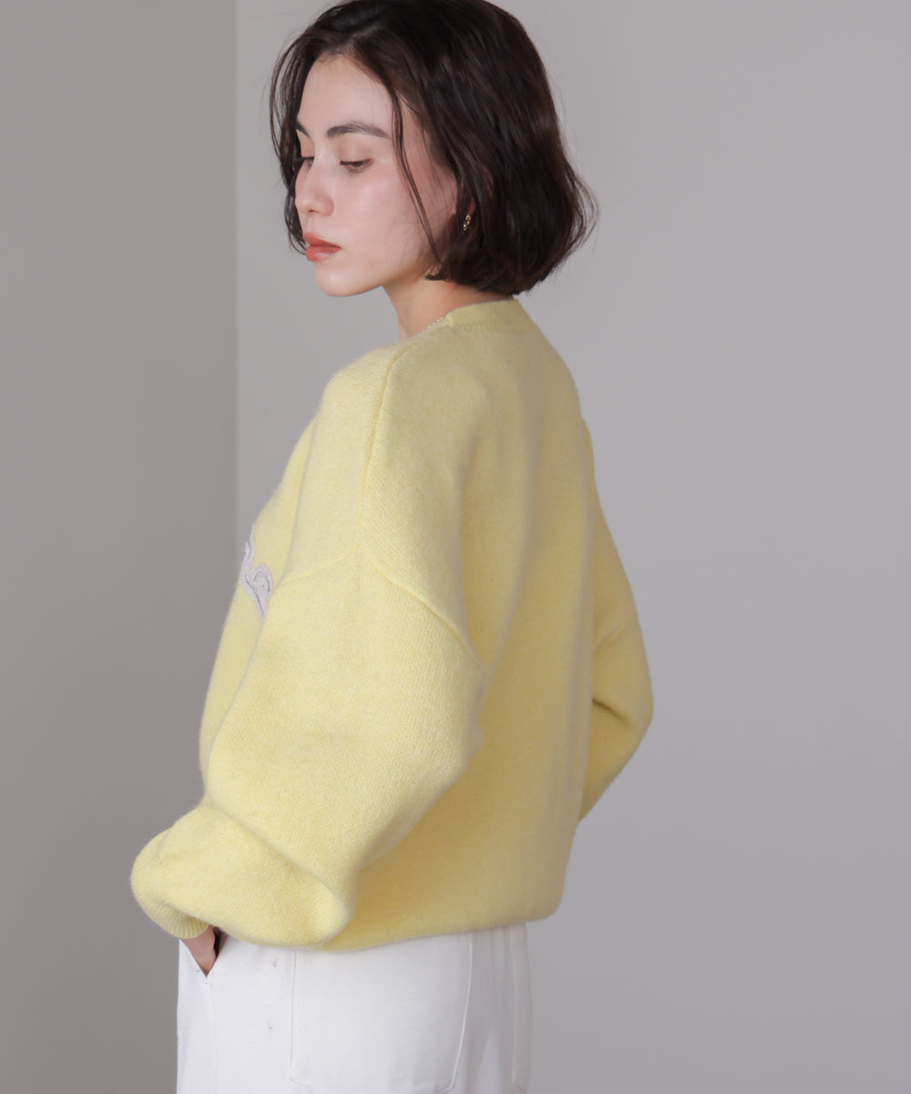 チュール刺繍ロゴニット