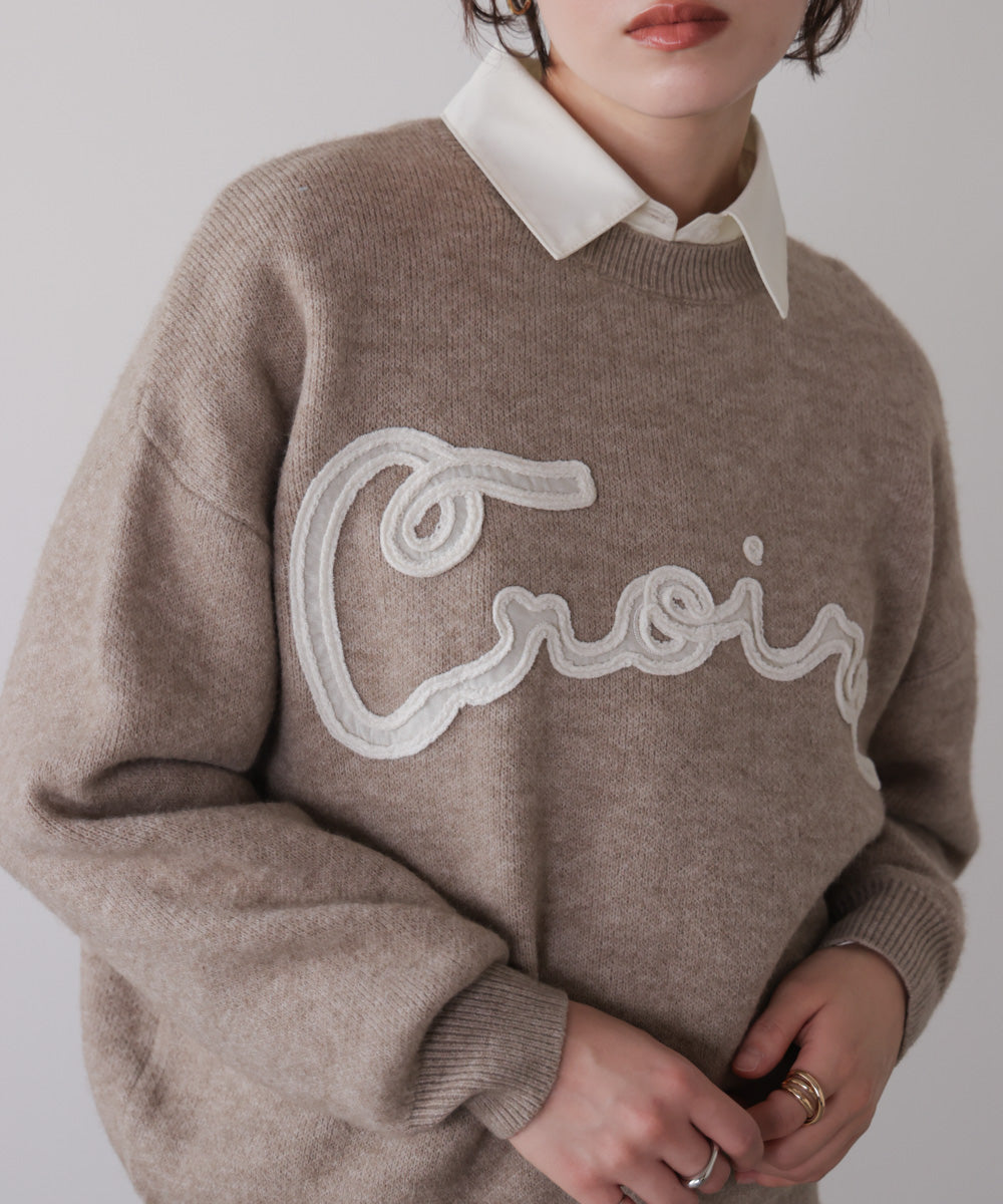 チュール刺繍ロゴニット