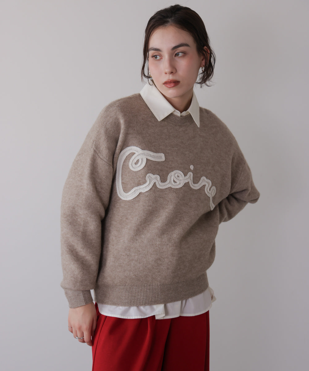 チュール刺繍ロゴニット