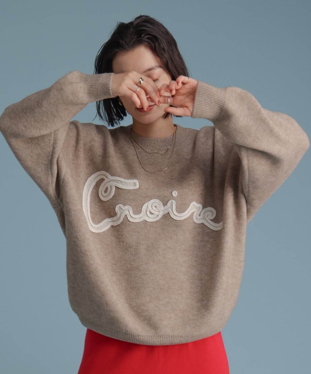 チュール刺繍ロゴニット